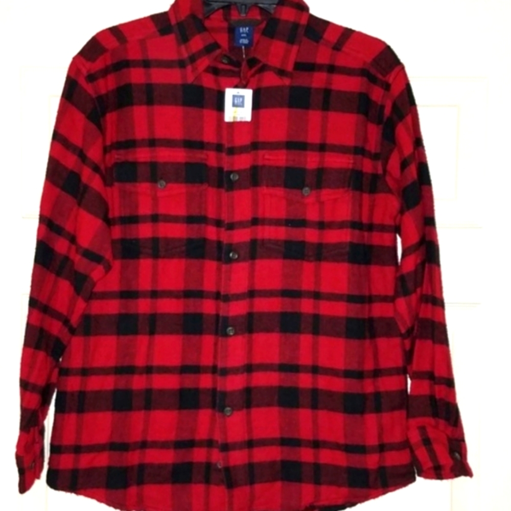 ❤ SALE GAP Tartan Big Boys Plaid Flannel Shirt XXL NEW